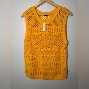 Talbots women’s sweater vest knit sleeveless open stitch,  size petite large